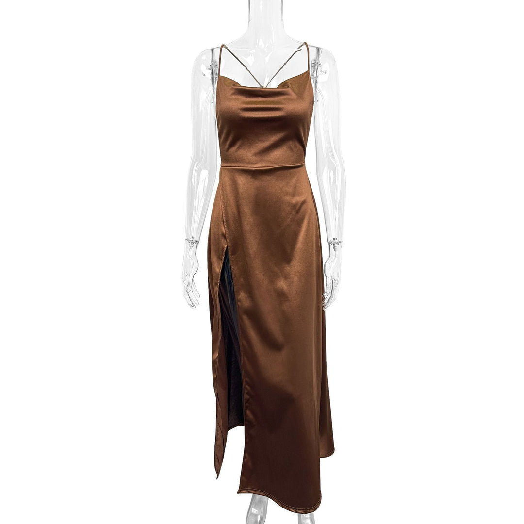 Damen Elegantes Abendkleid mit schulterfreiem Design und hohem Schlitz Drune
