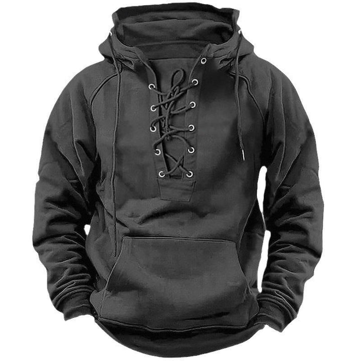 Herren Kapuzenpullover mit modernem Schnürdesign und weichem Innenfutter Drune