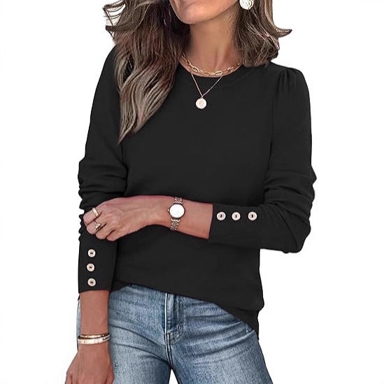 Damen lässiger Pullover mit Knopfdetails Drune