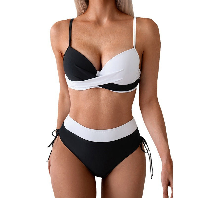 Damen Hochtaillierter Bikini mit modischem Wickel-Design Drune