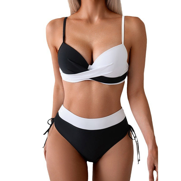 Damen Hochtaillierter Bikini mit modischem Wickel-Design Drune