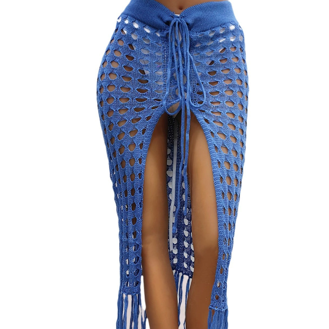 Damen gehäkelter Strand-Sarong mit Fransen Drune