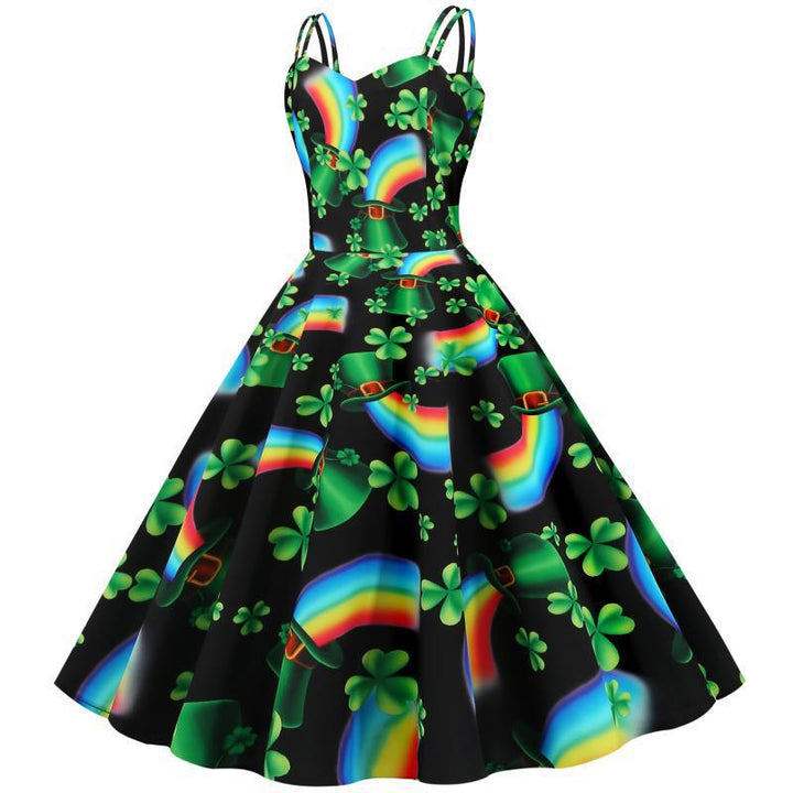 Damen verspieltes A-Linien Kleid mit leuchtendem Motiv Drune