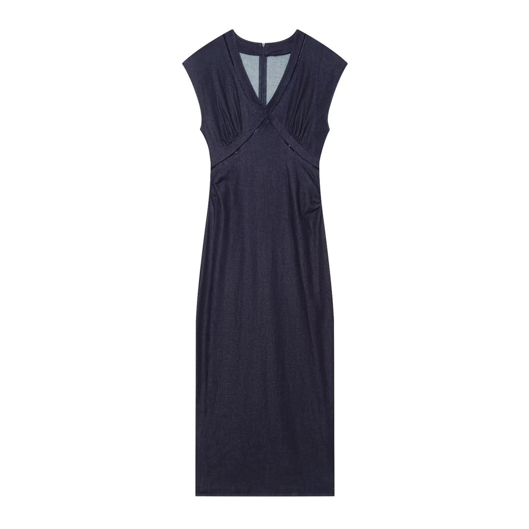 Damen Maxikleid mit elegantem V-Ausschnitt und feinem Drapé Drune