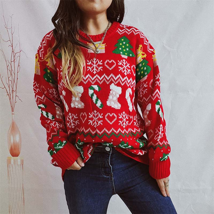 Drune | Weihnachtlicher Strickpullover Mit Schneeflockenmotiv