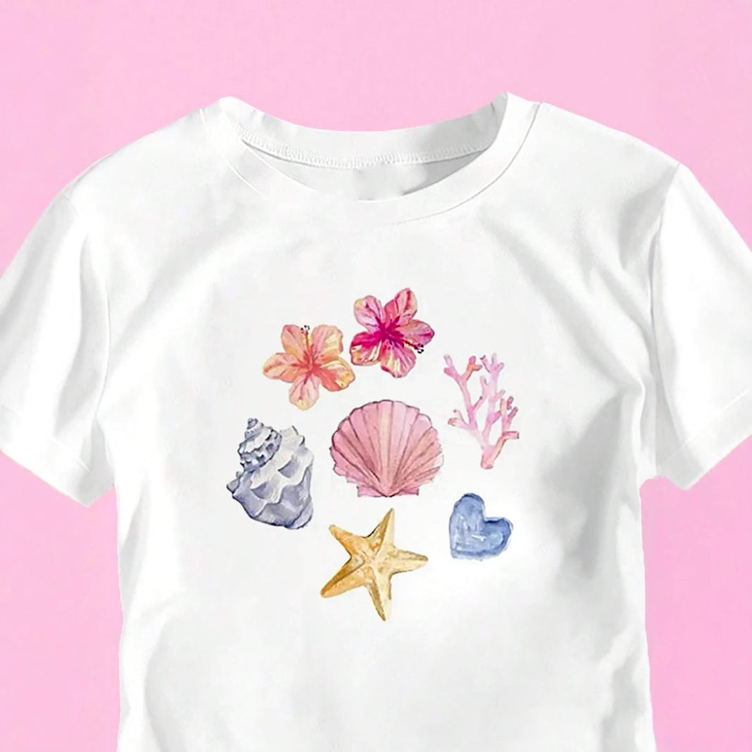 Damen Crop-T-Shirt mit maritimem Motiv Drune