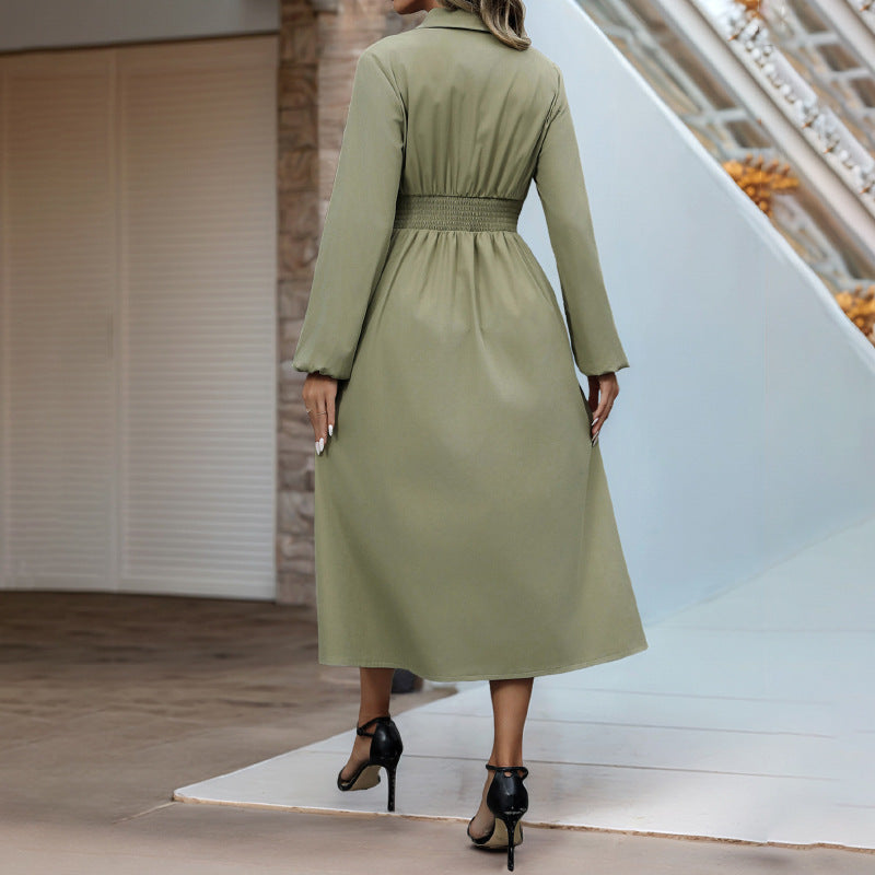 Damen Hemdblusenkleid mit Knopfdetails und taillierter Silhouette Drune