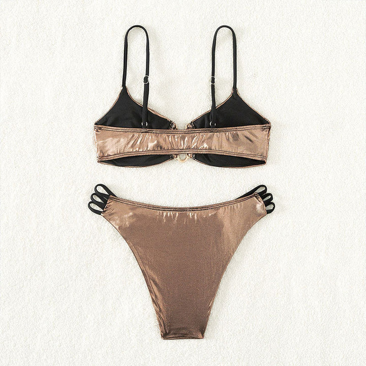 Damen Bikini mit elegantem Schnitt und modischen Trägerdetails Drune