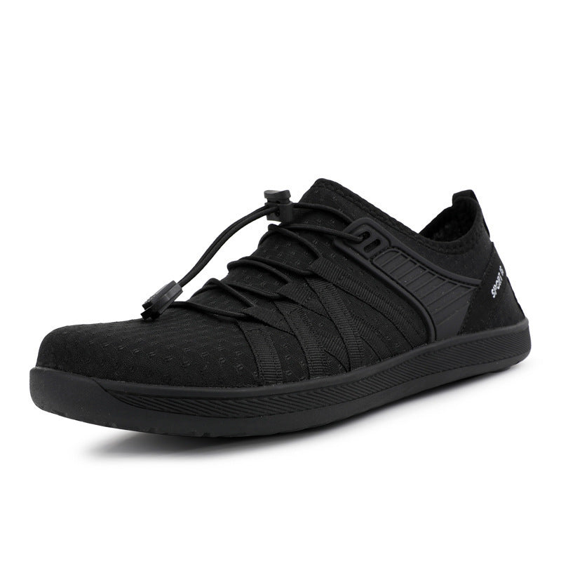 Unisex nan flacher Stadt-Sneaker mit Schnellzugverschluss, elastischem Strickoberteil und stoßabsorbierender Leichtsohle Drune