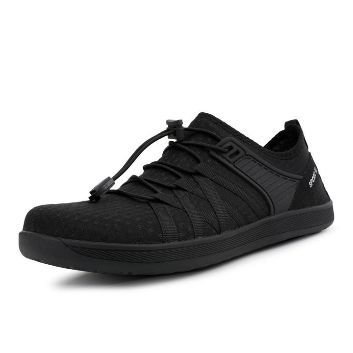 Unisex nan flacher Stadt-Sneaker mit Schnellzugverschluss, elastischem Strickoberteil und stoßabsorbierender Leichtsohle Drune