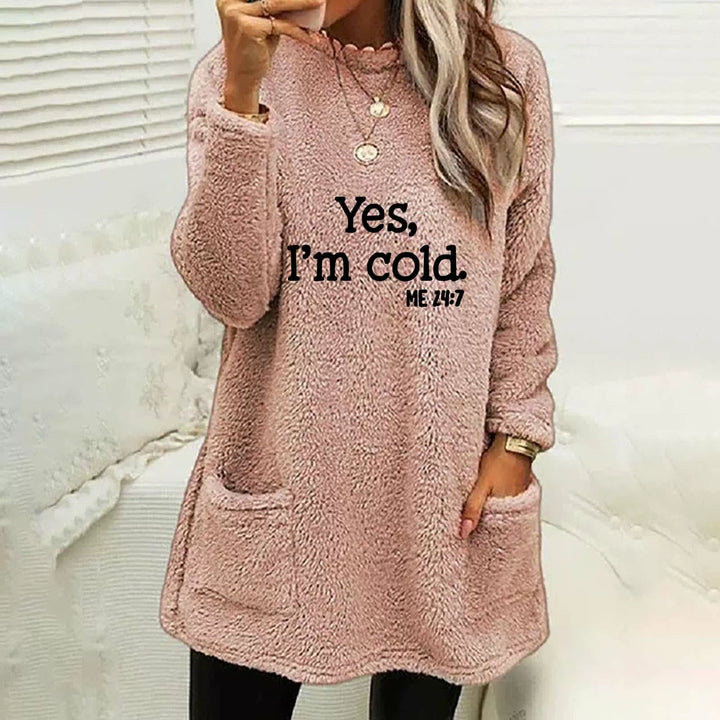 Drune | Übergröße Sweatshirt Doppelseitiges Fleece Buchstabenprint Seitentaschen Langarm