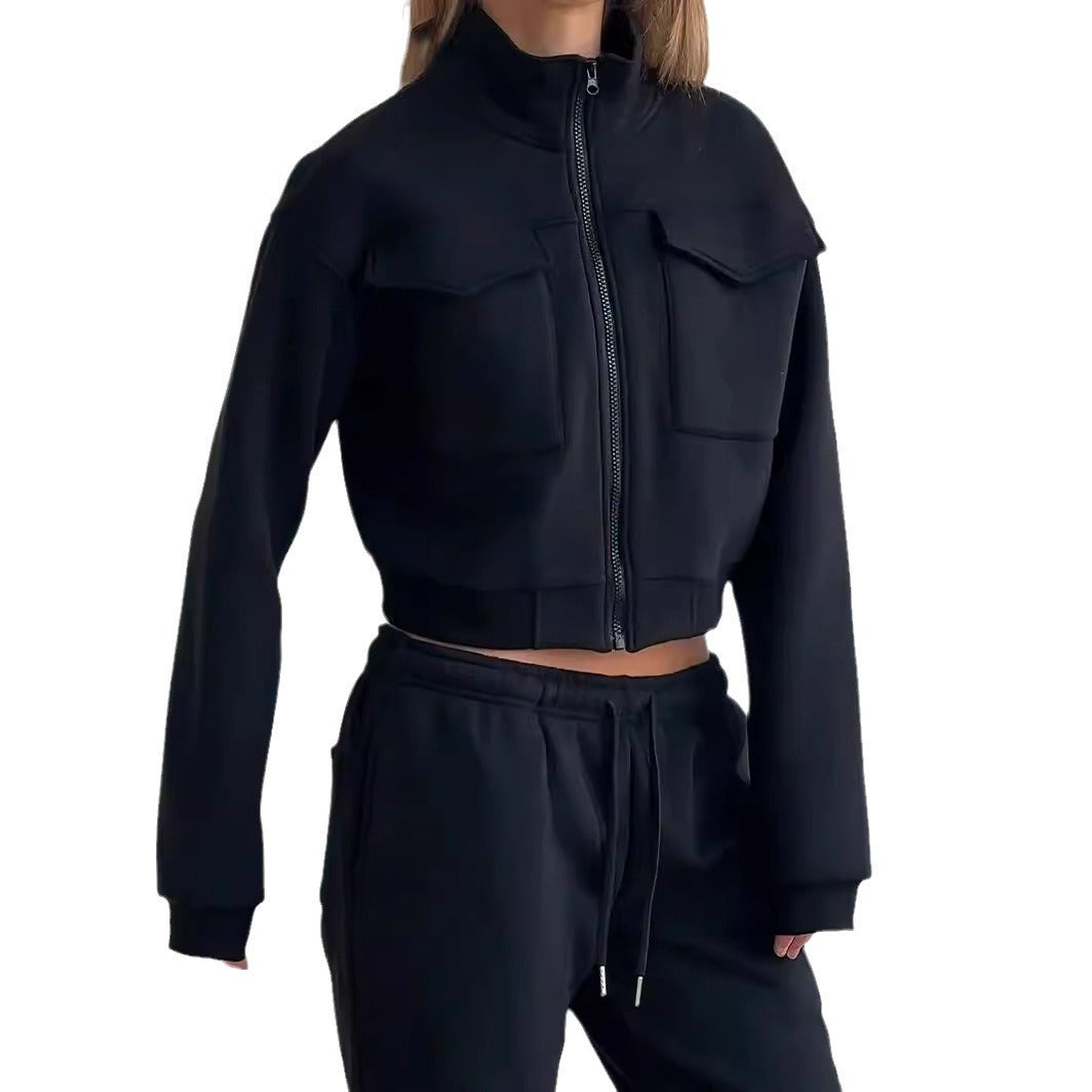 Damen Sportliches und modernes Fleece-Set mit Taschen Drune