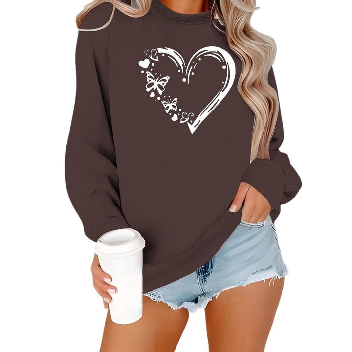Damen Sweatshirt mit kreativem Herz- und Schmetterlingsdesign Drune