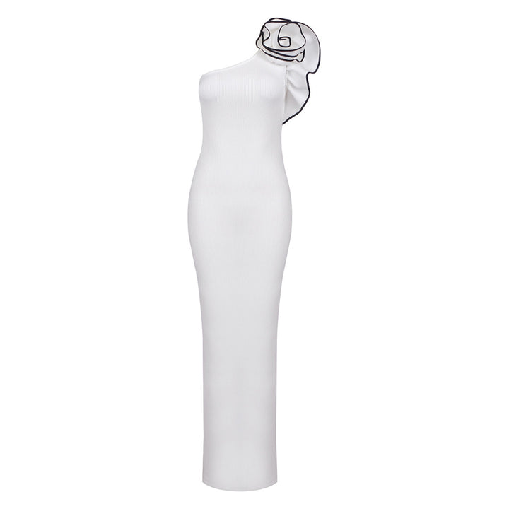 Damen Elegantes Maxikleid mit asymmetrischem Design und verspieltem Rüschenakzent Drune