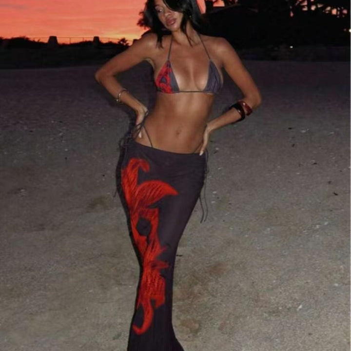 Damen Bikiniset mit elegantem Wickelrock und floralem Design Drune
