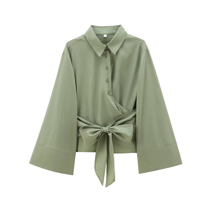 Damen Elegante Bluse mit weitem Ärmel und taillierter Schluppe Drune