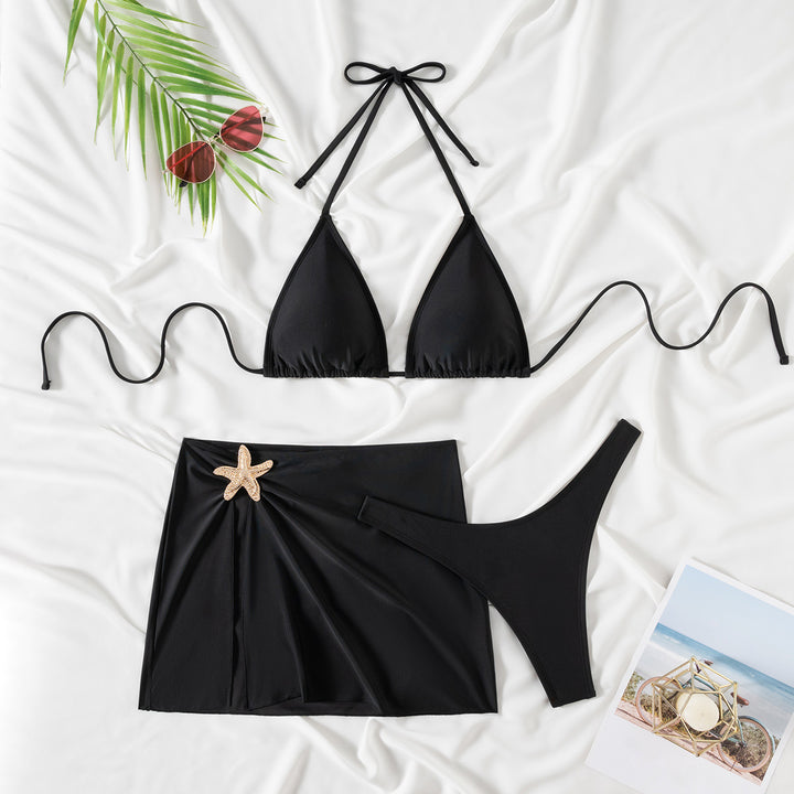 Damen Bikini mit elegantem Wickelrock und dekorativer Muschel-Applikation Drune