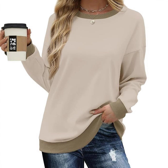 Damen Bequemer Pullover mit Kontrastbündchen Drune