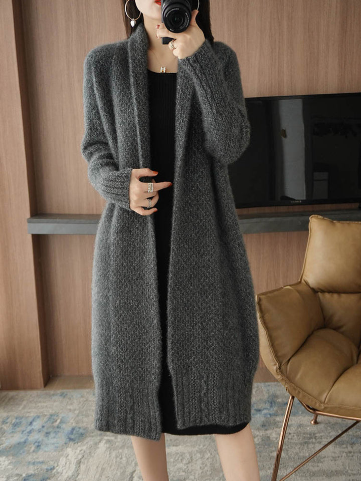 Damen Strickjacke mit modernem Zopfmuster und offenen Front Drune