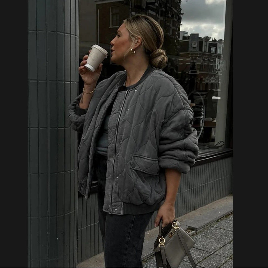Damen gesteppte Oversized-Bomberjacke mit weichem Futter und luxuriösem Schnitt Drune