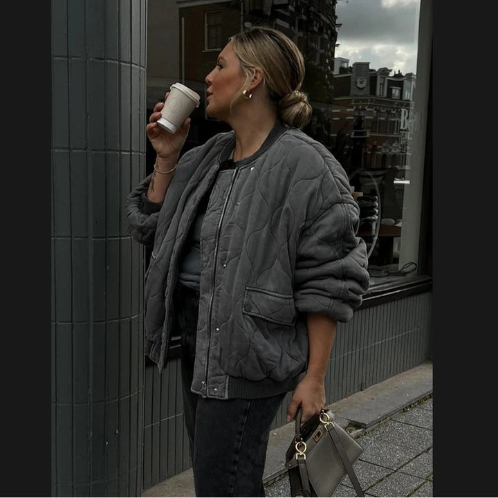 Damen gesteppte Oversized-Bomberjacke mit weichem Futter und luxuriösem Schnitt Drune