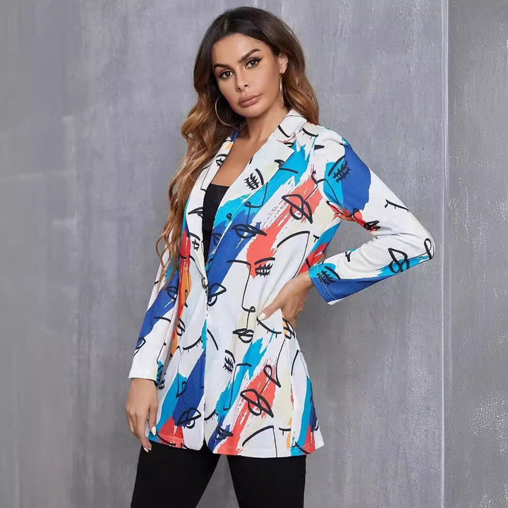 Damen Blazer mit künstlerischem Print und modernem Schnitt Drune