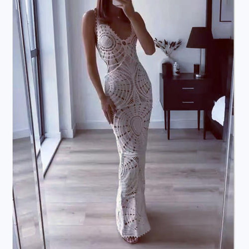 Damen Häkel-Maxikleid mit raffinierten Cut-Out-Details Drune