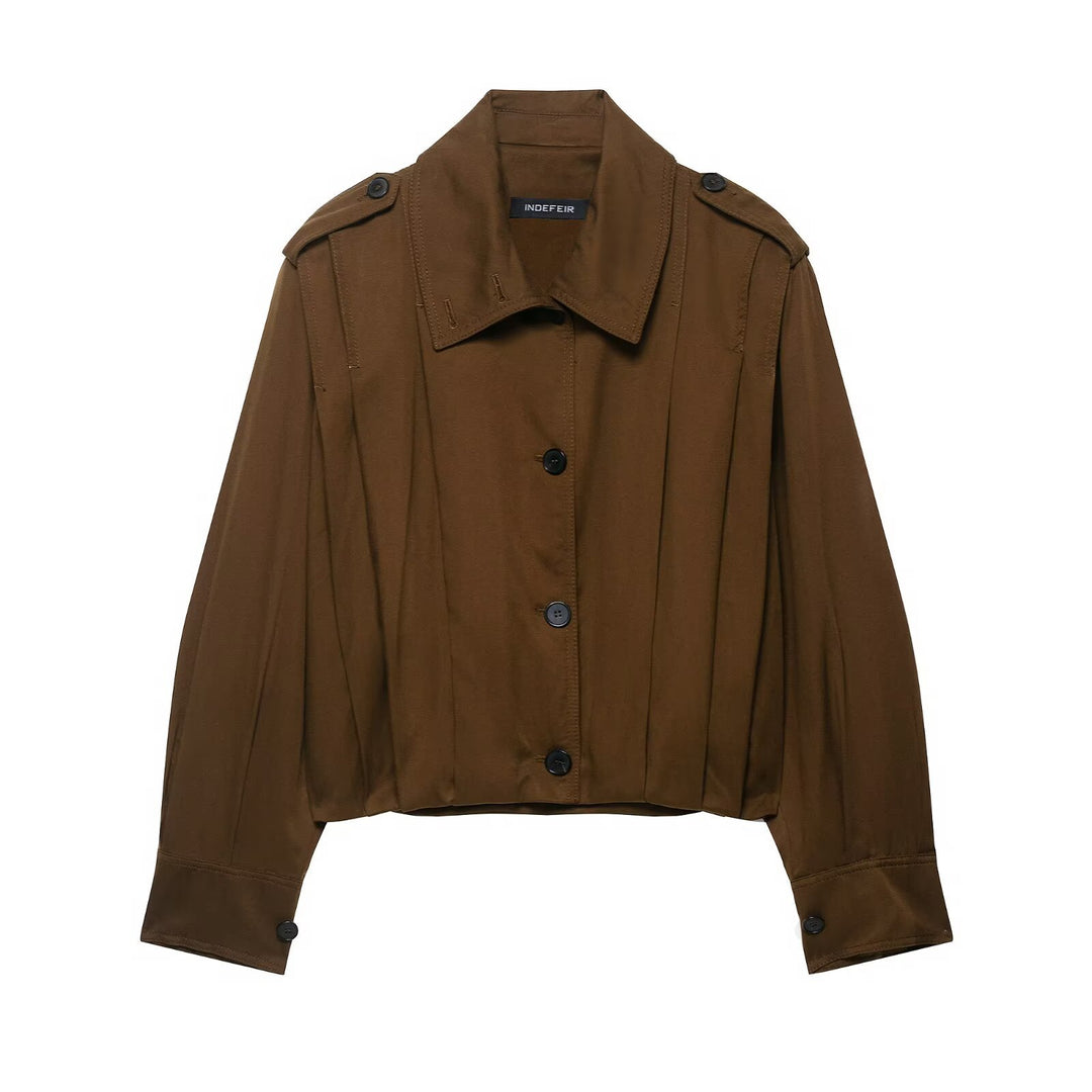 Damen modische cropped Jacke mit dekorativen Knopfdetails Drune