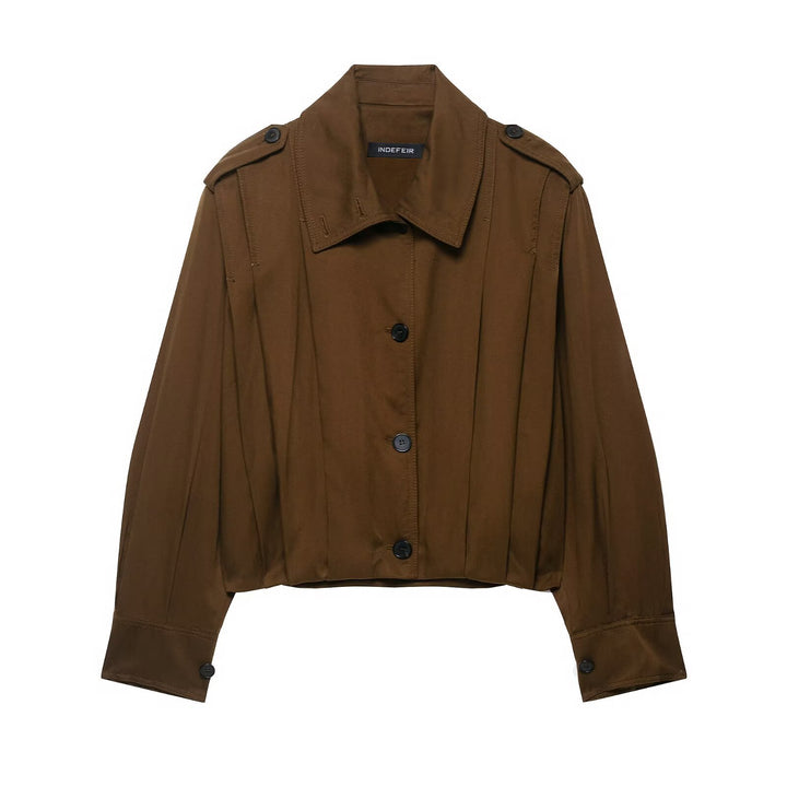 Damen modische cropped Jacke mit dekorativen Knopfdetails Drune