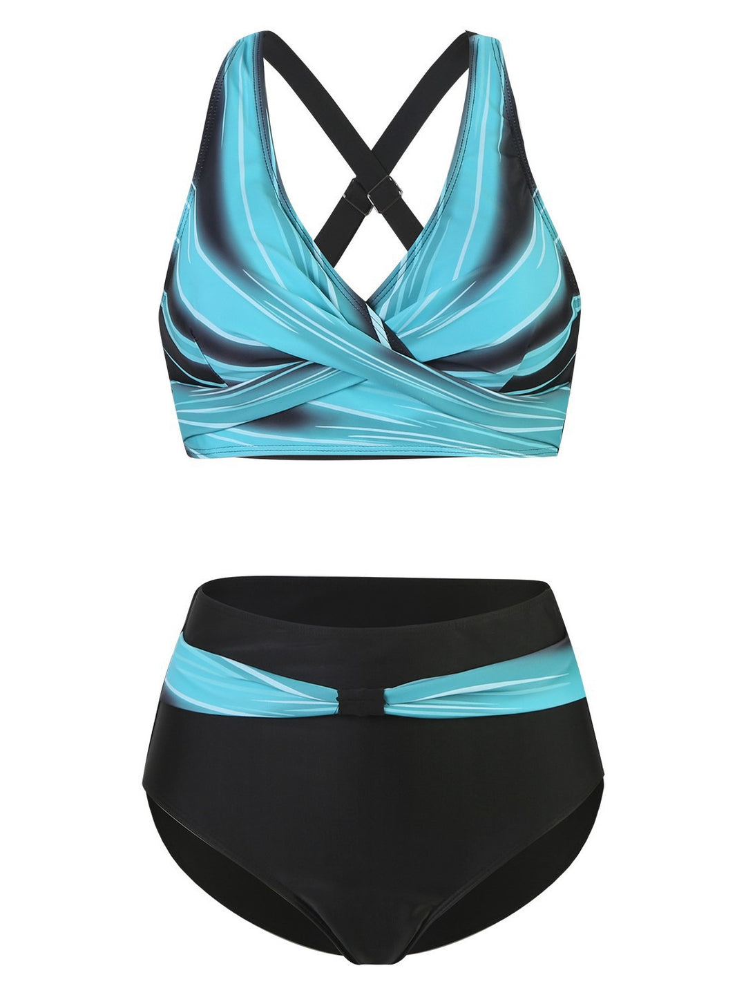 Damen High-Waist Bikini-Set mit modischem Wickeldesign Drune
