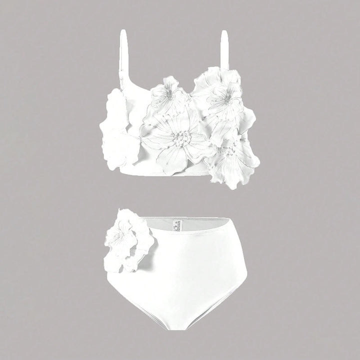 Damen Bikini-Set mit floralem 3D-Design und hochgeschnittenem Unterteil Drune