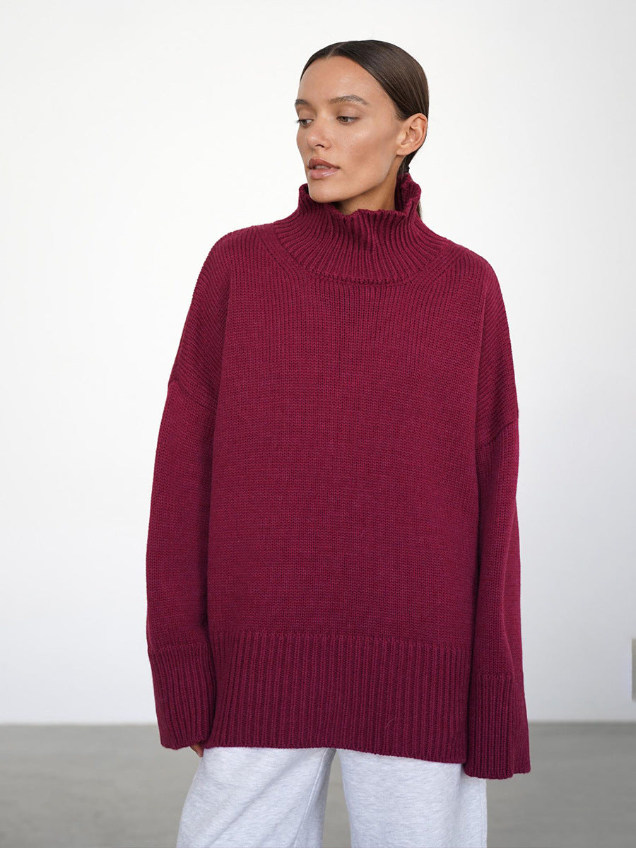 Damen Oversized Rollkragenpullover aus weicher Wollmischung Drune