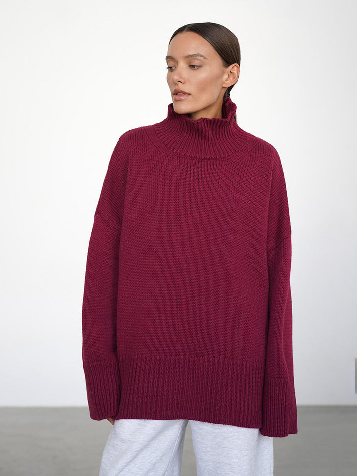 Damen Oversized Rollkragenpullover aus weicher Wollmischung Drune