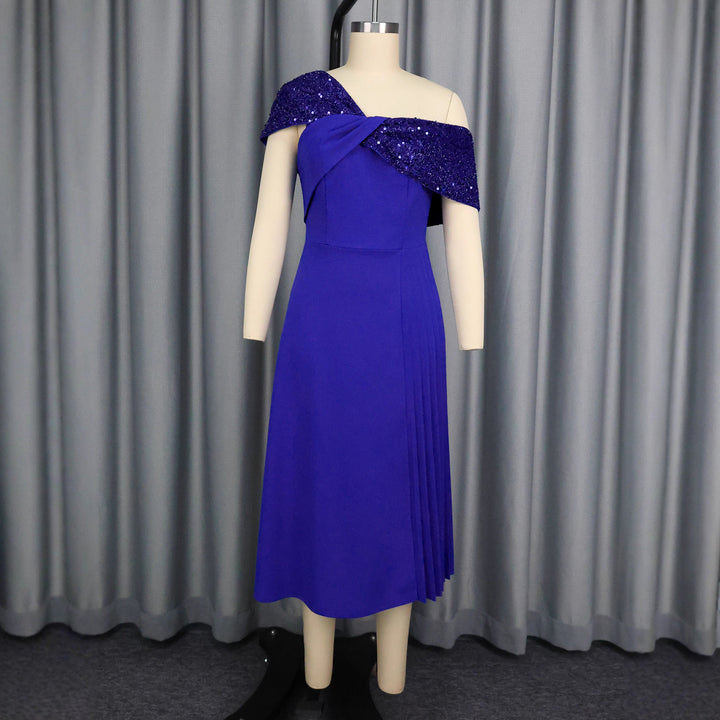 Damen elegantes Abendkleid mit schulterfreiem Design und funkelnden Pailletten Drune