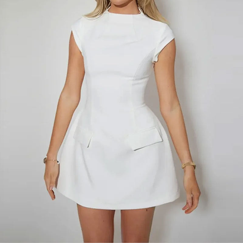 Damen Minikleid mit strukturiertem Oberteil und praktischen Taschen Drune