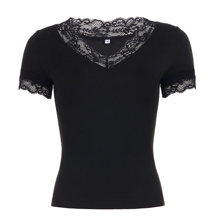 Damen T-Shirt mit elegantem Spitzenbesatz Drune