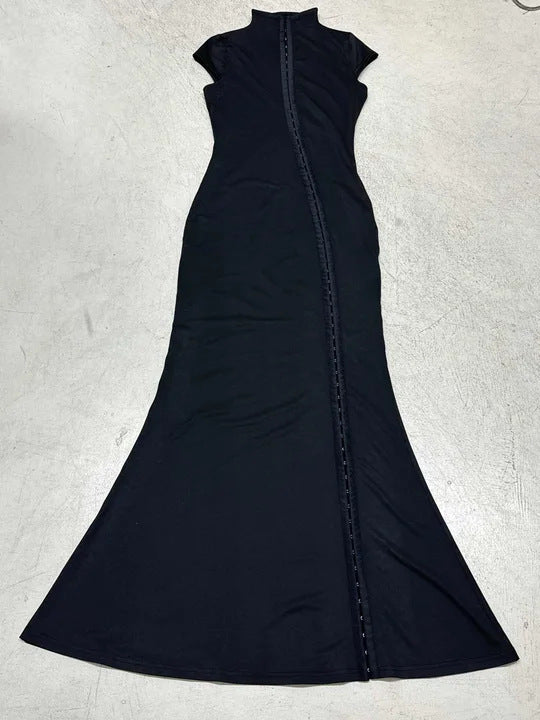 Damen Elegantes Wickelkleid mit hochgeschlossenem Kragen und schmaler Silhouette Drune