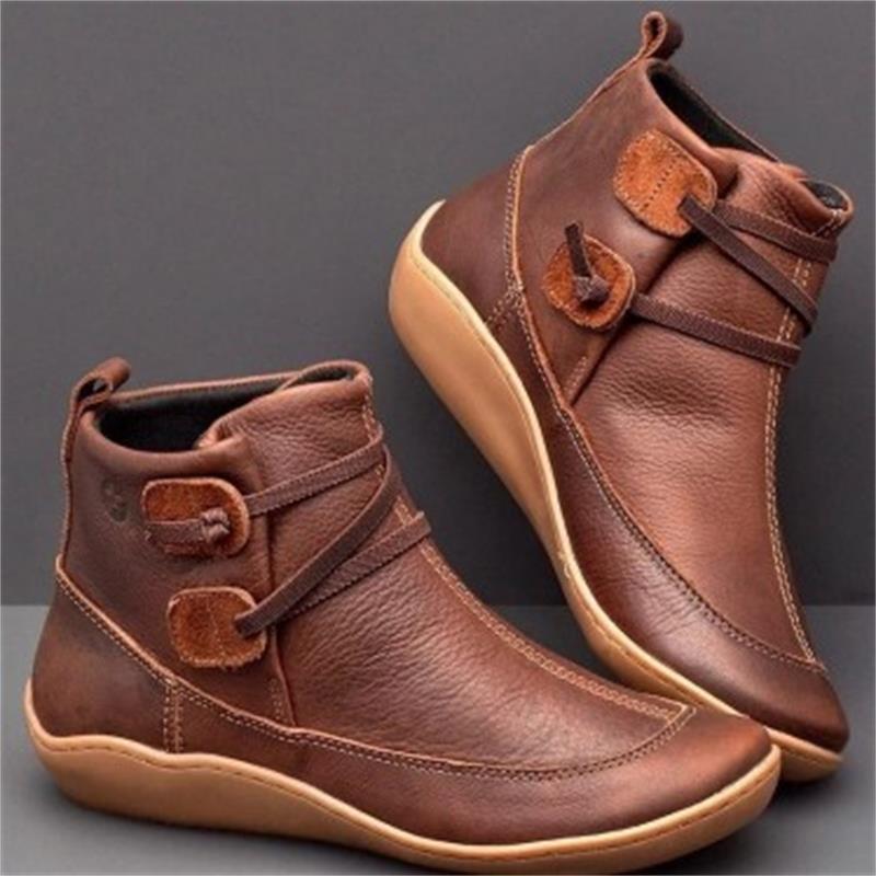 Damen elegante knöchelhohe Komfort-Stiefelette mit doppeltem Riemenverschluss und flexibler Leichtsohle Drune