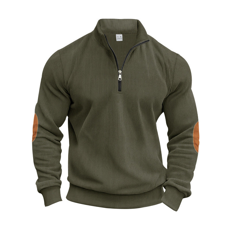 Herren Strickpullover mit modernem Reißverschluss und eleganten Ellbogenpatches Drune