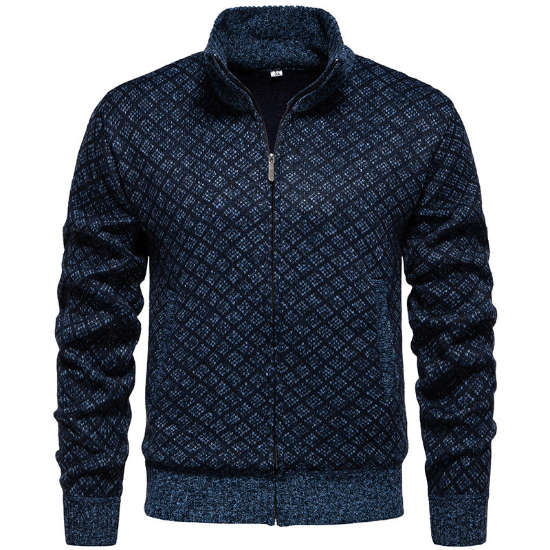 Herren Strickjacke im modernen Rautenmuster mit durchgehendem Reißverschluss Drune