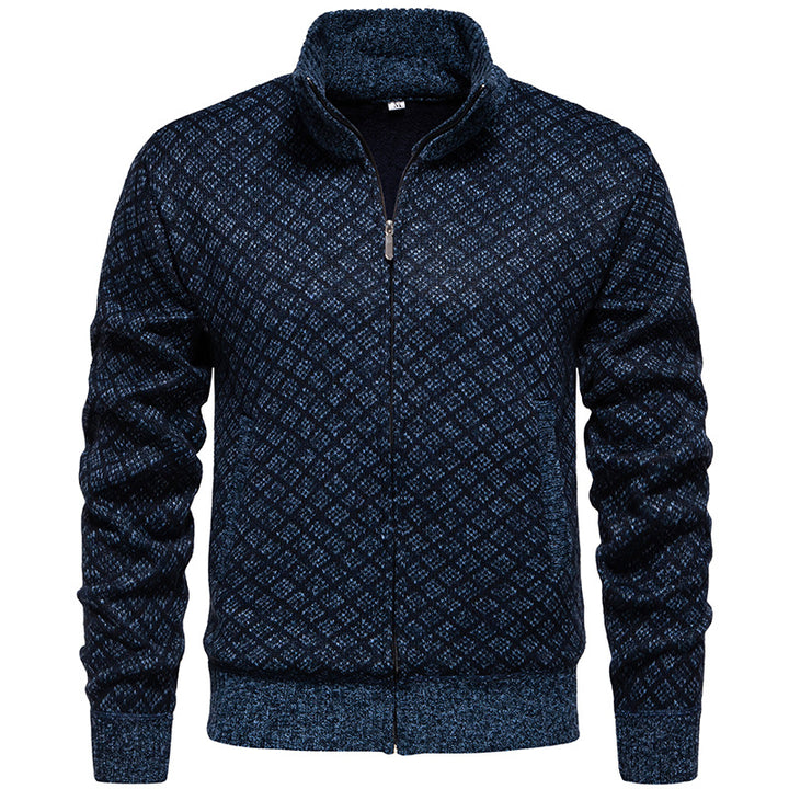 Herren Strickjacke im modernen Rautenmuster mit durchgehendem Reißverschluss Drune