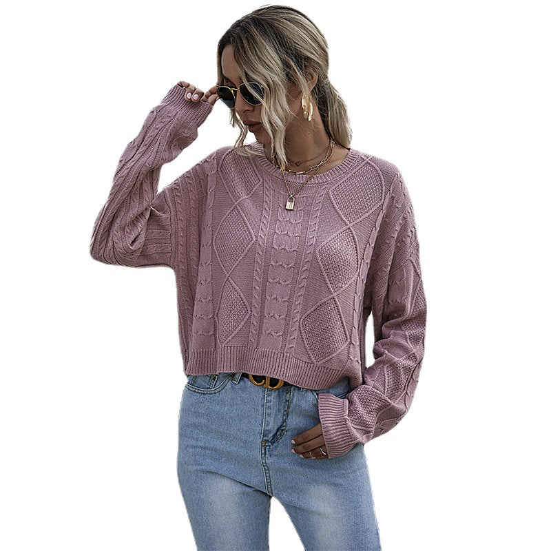 Damen lässiger Strickpullover mit modernem Zopfmuster und oversized Schnitt Drune