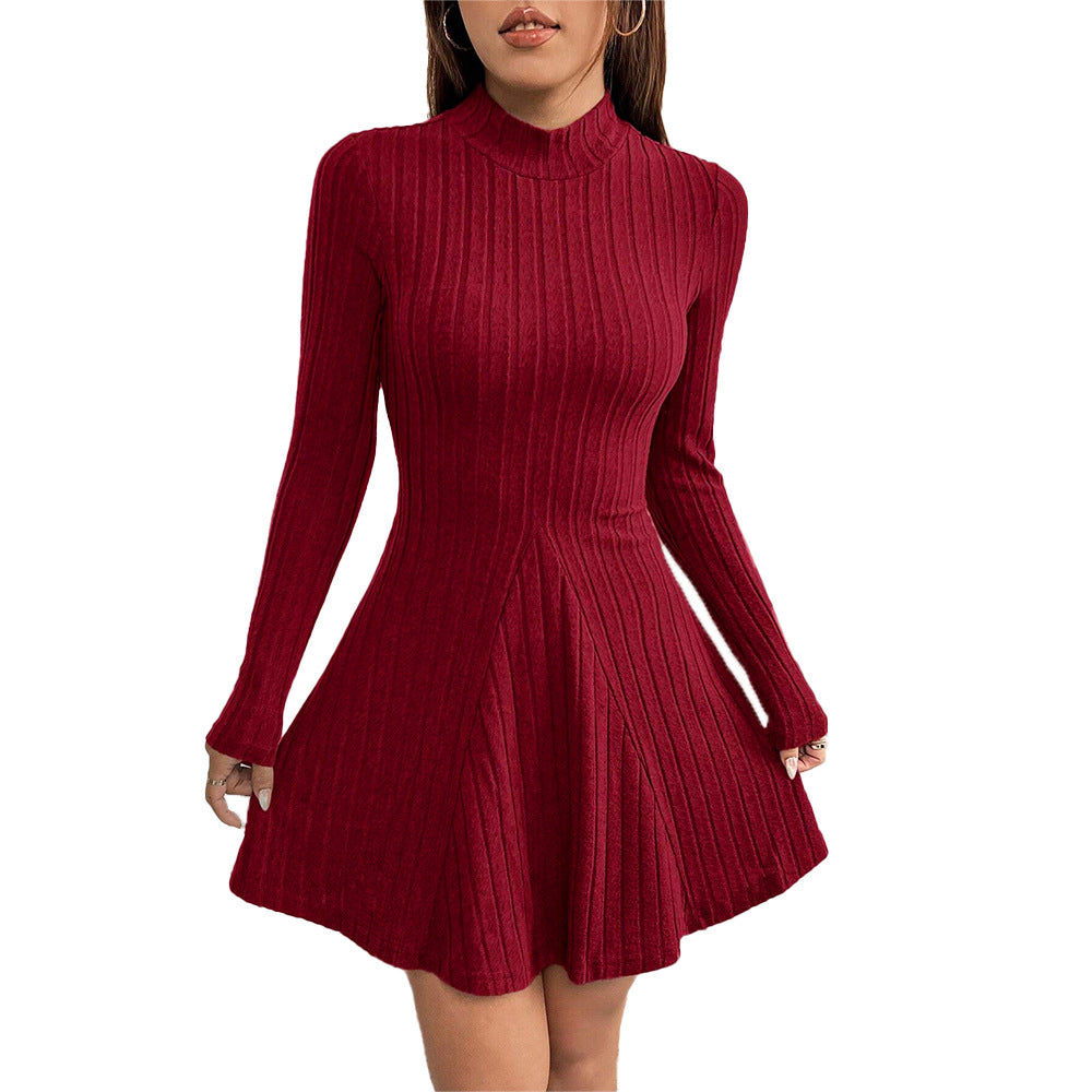 Damen Strickkleid mit elegantem Stehkragen und figurumspielendem Schnitt Drune