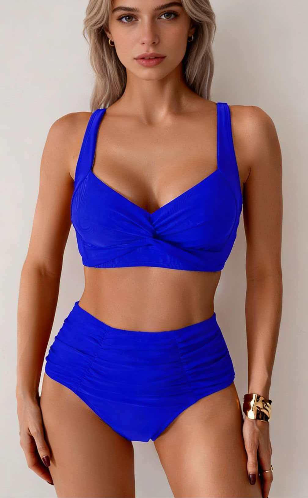 Damen Hochgeschnittenes Bikini-Set mit Twist-Oberteil Drune