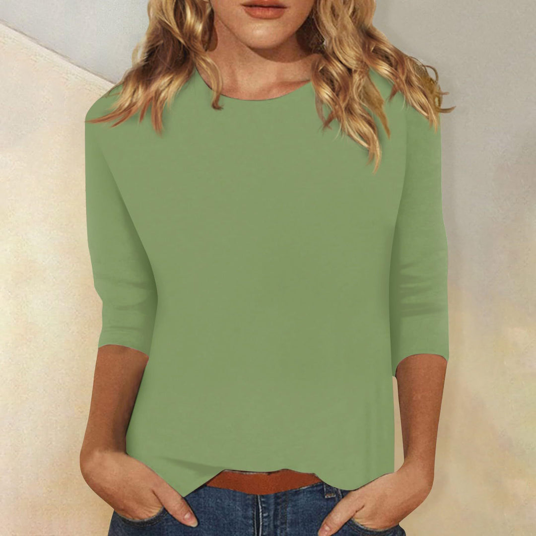 Damen Lockeres Baumwollshirt mit 3/4-Ärmeln Drune