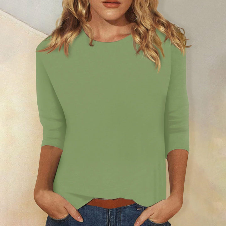 Damen Lockeres Baumwollshirt mit 3/4-Ärmeln Drune
