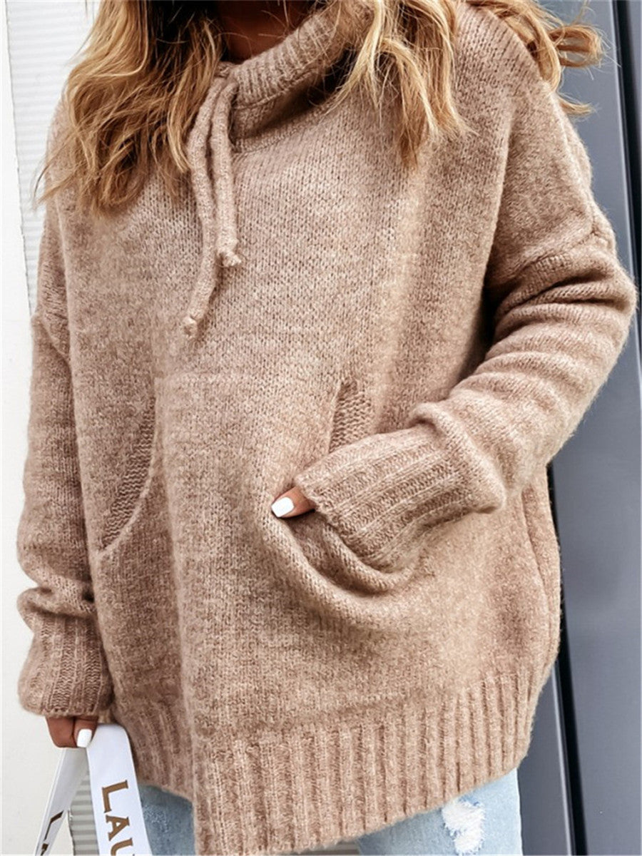 Damen Sweatshirt mit Kapuze und Kängurutasche Drune