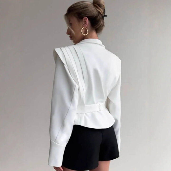 Damen Eleganter Blazer mit strukturierten Ärmeln Drune