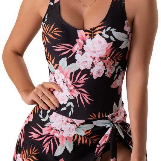 Damen Badespielanzug mit Wickelrock und verstellbarem Knoten Drune