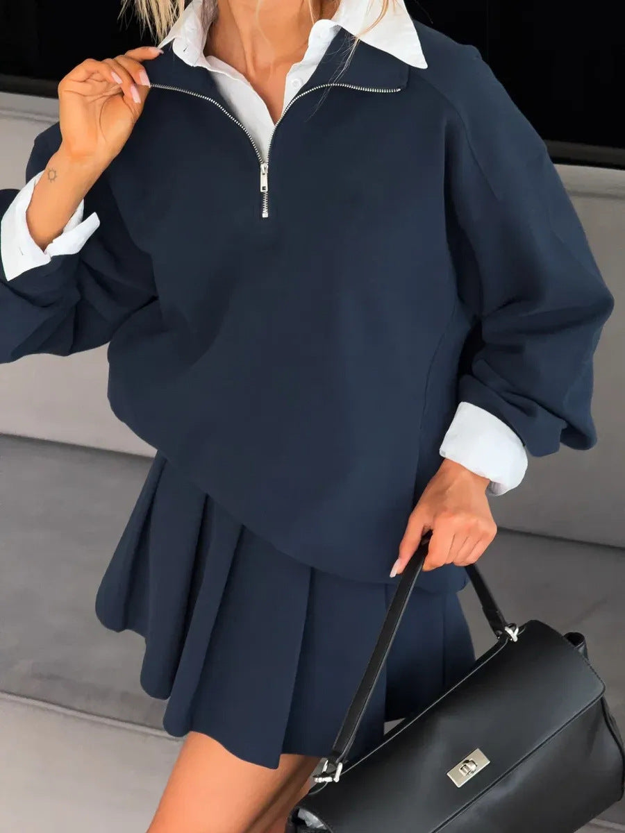 Damen modischer Sweatshirt mit Reißverschluss Drune